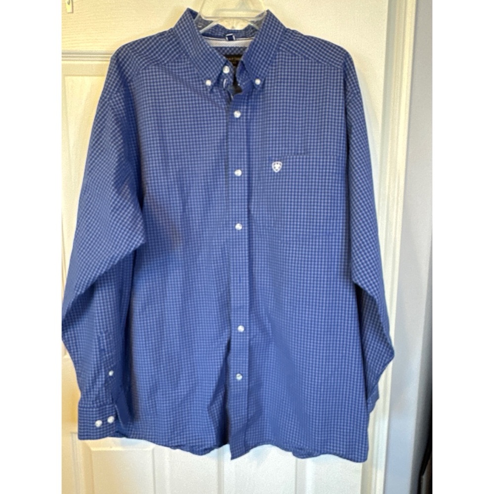 Ariat Blue Micro-Check Button-Down Shirt